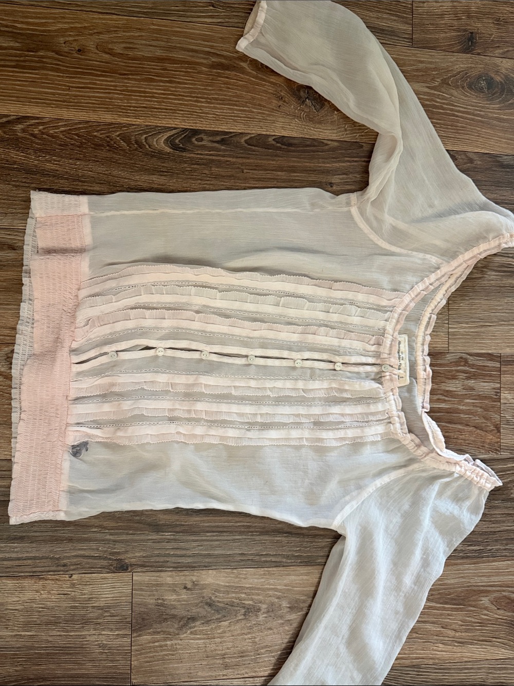 Abercrombie & Fitch Cream Blouse with Pale Pink Trim